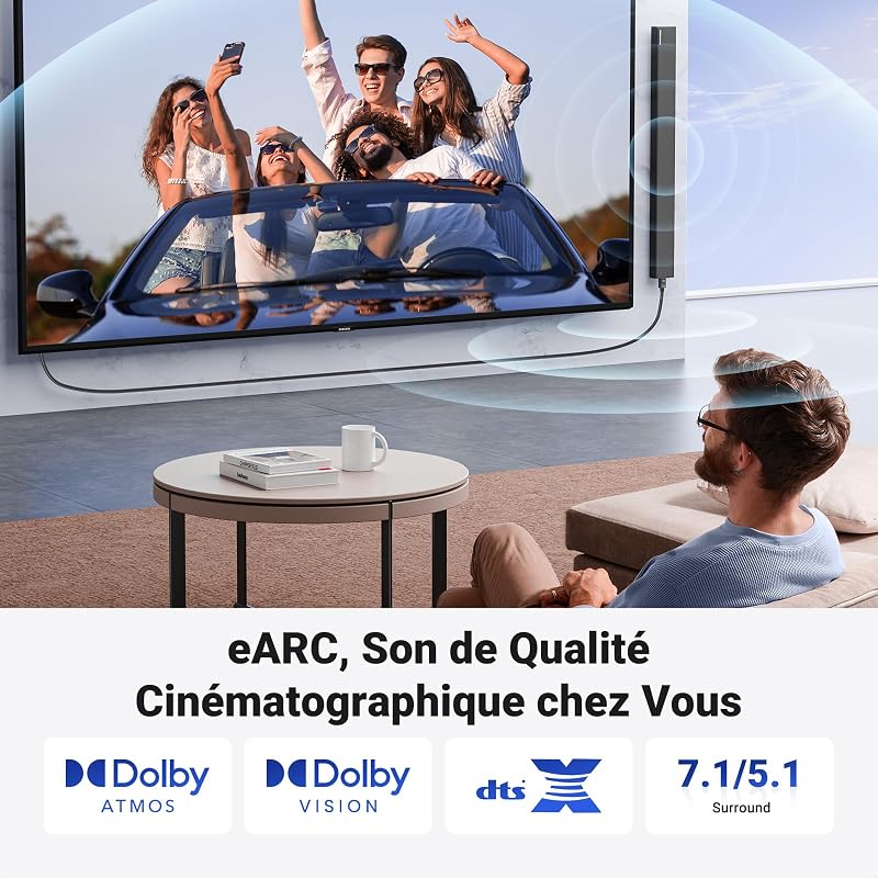 10K 8K 60Hz Câble HDMI 2.1 Certifié Haute Vitesse 48Gbps (2M)