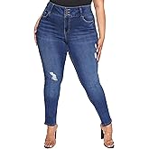 YMI Womens YMI Jeans Women's Plus 3-Button Essential Skinny Jeans