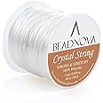 BEADNOVA 1mm Elastic Stretch Crystal String Cord for Jewelry Making Bracelet Beading Thread 60m/roll (Clear White)