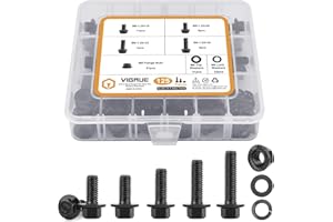 M8-1.25 x 16/20/25/30mm Flange Hex Head Bolts Nuts Washers 125PCS Class 10.9 Alloy Steel Black Zinc Plated Hex Flange Screws 