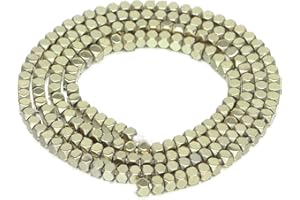 AD Beads Natural Hematite Gemstone Faceted Square Cube Loose Beads 16" 2x2mm 4x4mm (2x2mm, Metallic Pyrite)