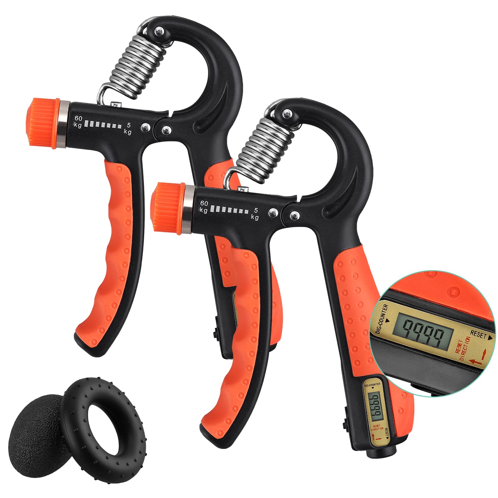 VINTEAM Grip Strengthener Kit (4 Pack), 2 PCS Hand Grips Strengtheners with Mechanical Counter for Tracking, Electronic Smart Counter Forearm Strengthener for Hand Exercise-Black Red