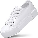 Women's Platform Sneakers Canvas Low Top, 4cm Height Increasing Chunky Shoes for Girls, Classic Casual Walking Footwear