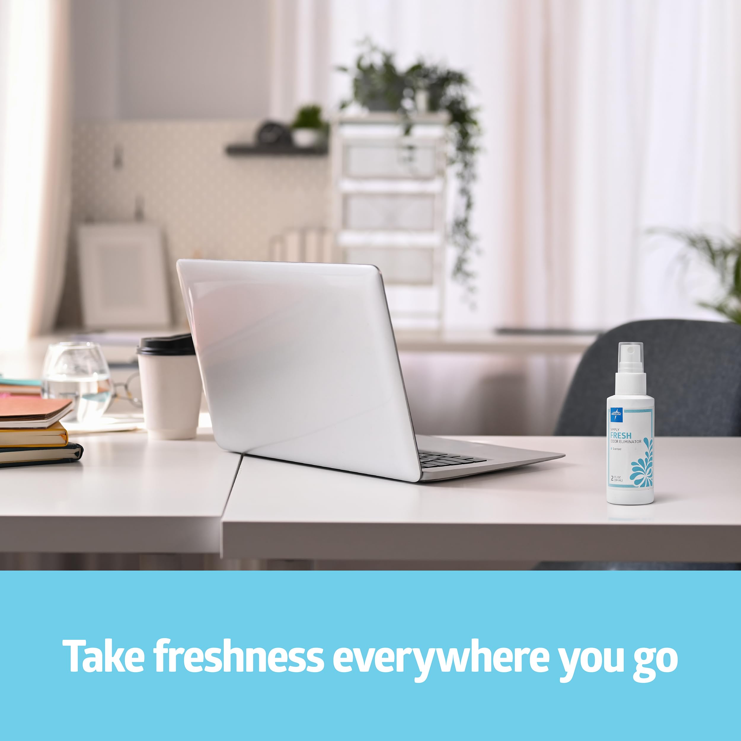 Medline Simply Fresh Odor Eliminator 8 Oz Spray, Lightly Scented, Pump Bottle, Convenient Odor Neutralizer, Bathroom, Home, Pets, Healthcare, 1 Bottle