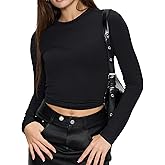 Long Sleeve Shirts for Women Fall Fashion Basic Crop Top Womens Going Out Outfits Y2k Clothes