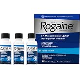 Men's Rogaine Extra Strength 5% Minoxidil Topical Solution, 3 x 2 fl. oz | Hair Loss &amp; Regrowth Topical Treatment for Men, Unscented, Follicle Booster Liquid, 3-Month Supply