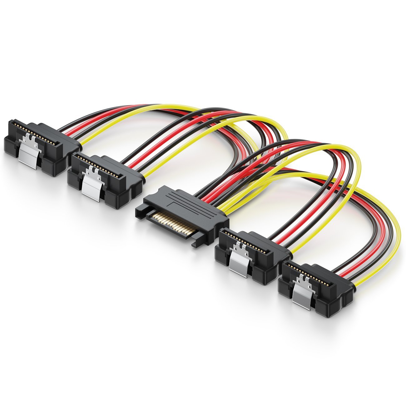 deleyCON SATA Cable + Sets Strom - 4 Fach Y-Adapter SATA Strom Winkel