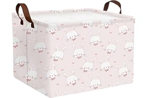 MYFLOCY Large Easter Baskets Empty Box Foldable Gifts Storage Bin Spring Room Decor(Pink Love Rabbit Head)