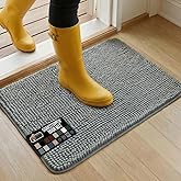 GORILLA GRIP SOAKSTOPPER Dog Door Mat, Machine Washable Rug Absorbent Doormat Captures Moisture Mud Dirt, Quick Dry Soft Chenille Entryway Rugs Indoor Entrance Mats for Dog Paws, 24x17 Grey