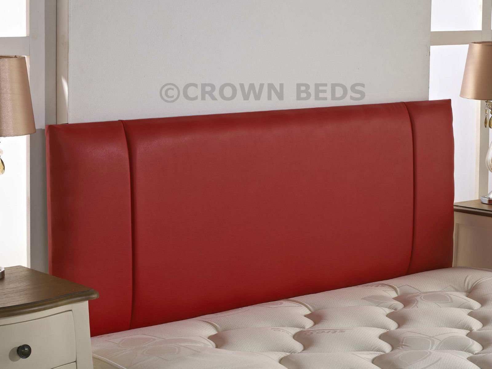 CROWNBEDSUK QUALITY FAUX LEATHER PORTOBELLO HEADBOARD 2ft6,3ft,4ft,4ft6,5ft,6ft NEW!!!!! (4ft6 double, red)