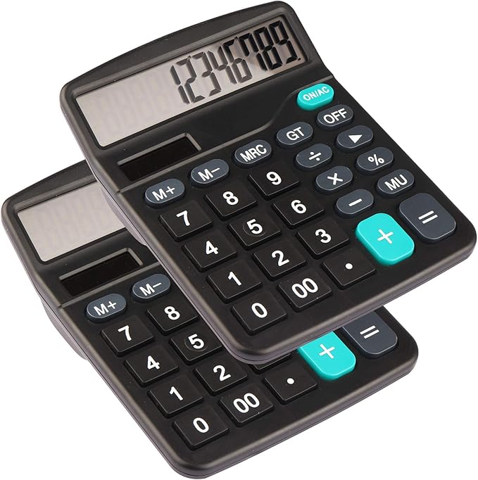 2 Pcs Calculator HIHUHEN 12 Digit Desk Calculator Large Amazon.co.uk