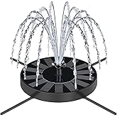 SEIRMEP Solar Fountain Pump with Spray Height Adjustment, Upgrade Glass Solar Bird Bath Fountains with 6 Nozzles, Outdoor Solar Water Fountain Pump for Bird Bath, Garden, Pool, Pond