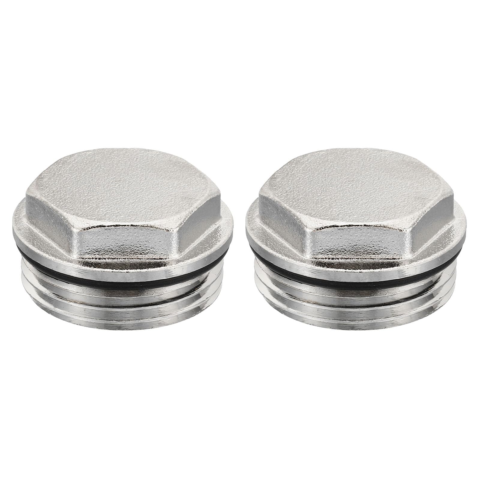 PATIKIL 1 Inch BSP Male Thread Blank Cap Manual Radiator Air Vent Plug, 2 Pack Nickel Plated Brass Plugs for Radiator Heater, Silver