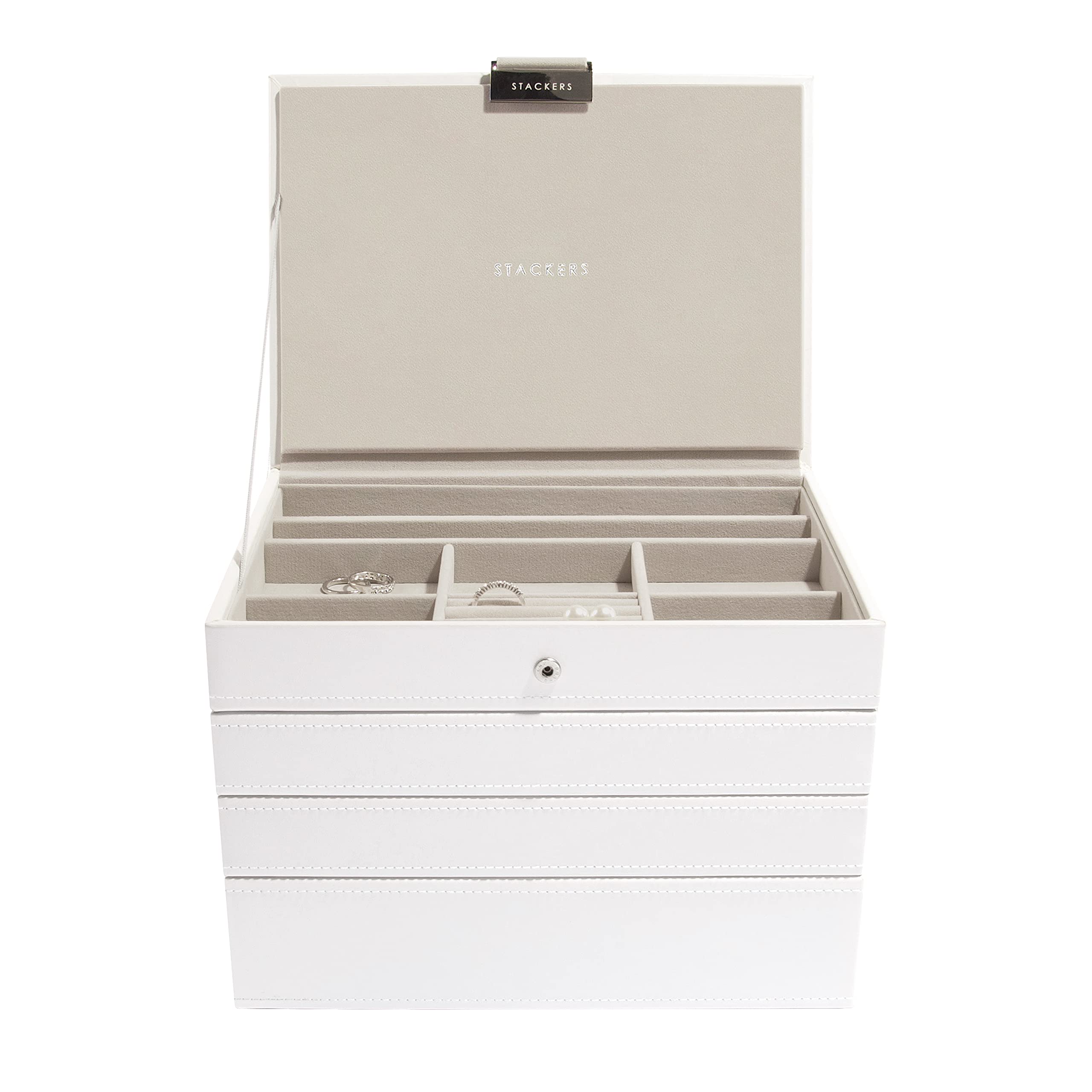 Stackers White Classic Medium Jewellery Box, Set of 4