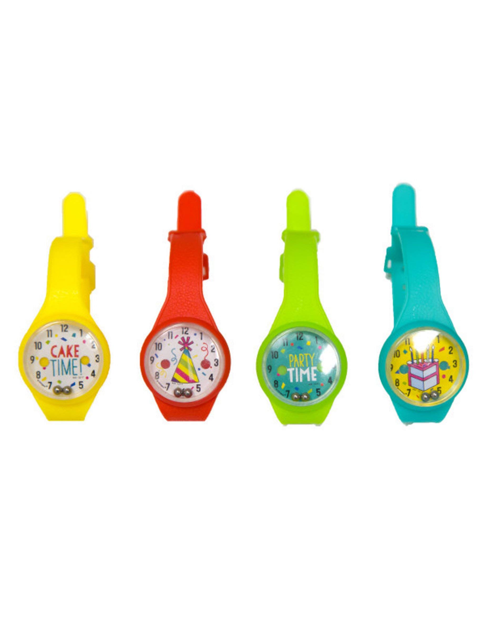 Assorted Color Puzzle Watch Favors - Pack of 4 - Fun and Unique Party Giveaways, Wristbands for Kids and Adults, Blue, Red, Green, Yellow
