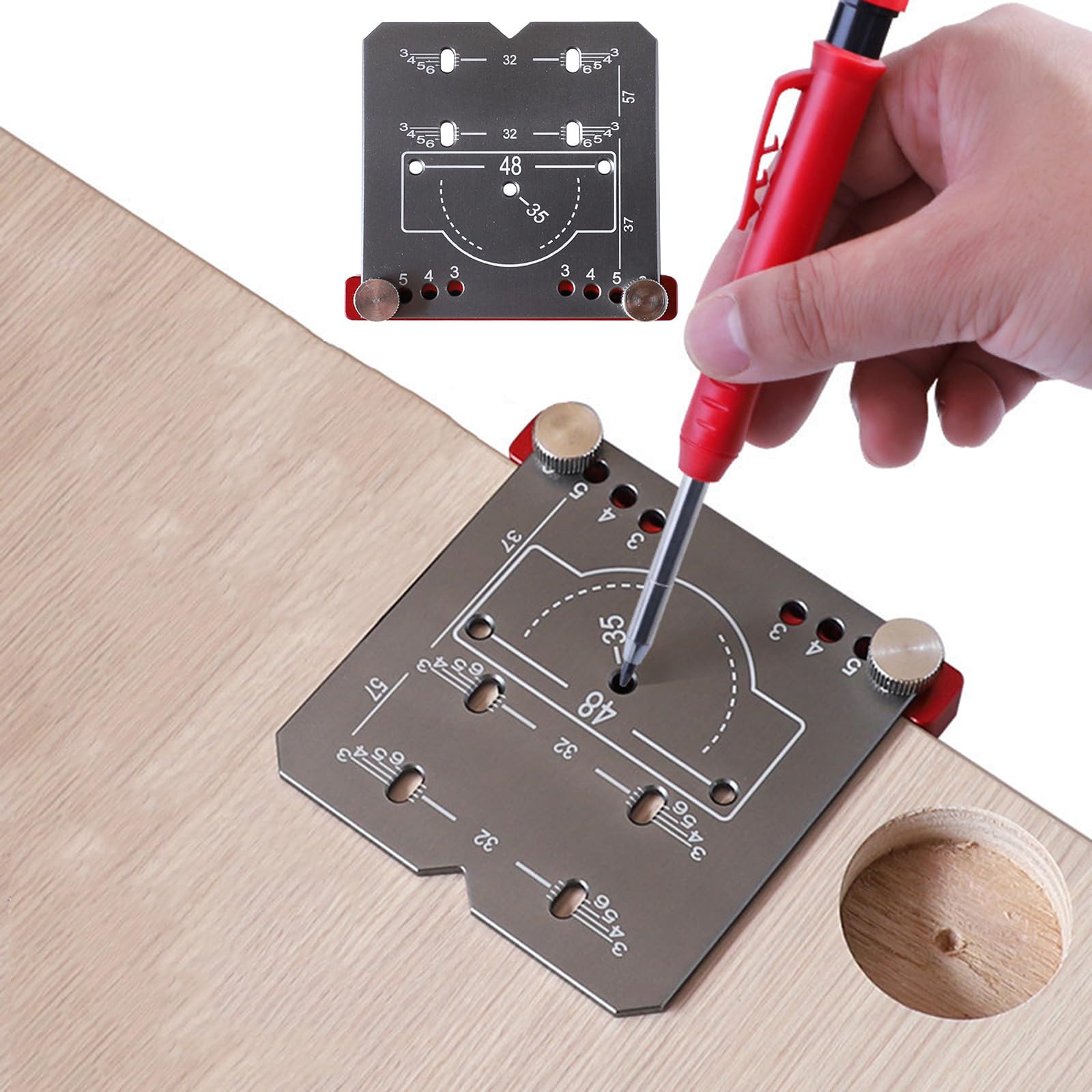 Wjelet Modern Aluminum Matte Hinge Jig, 35mm, Cabinet, Door, Kitchen, Adjustable Drilling Template Kit Wood Working Tools and Equipment