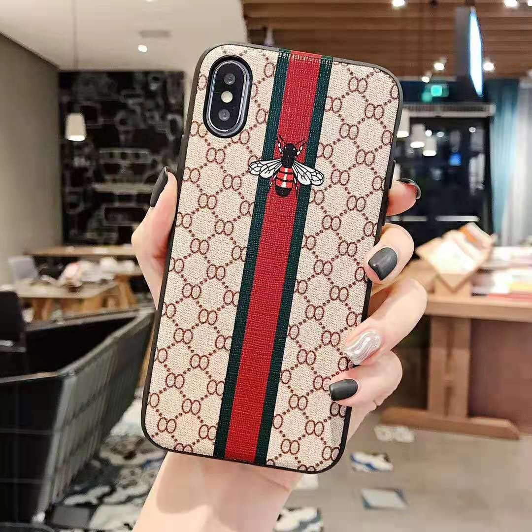 SPENCER Bee - New Elegant Luxury Designer PU Leather Classic Monogram Style Protective Case Cover Anti Scratch Drop Protection for Apple (iPhone 11 Pro Max)