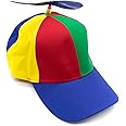 AUEAR, 1 Pack Detachable Adult Propeller Hat Baseball Cap Rainbow Top Hat Brightly Rainbow Color Blue Brim