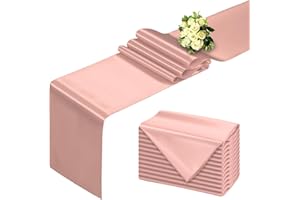 BDDC Rose Gold Table Runner 12x108 Inch - 12 Pack Satin Table Runners, Smooth Table Runner for Party Wedding Banquets Birthday