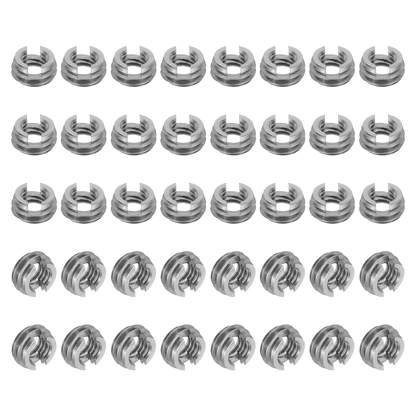 PATIKIL Self-Tapping Threaded Inserts, 40 Pcs M6 x M10 x 5mm 303 Stainless Steel Thread Adapter Reducer Slotted Screw Repair Inserts Nuts Sleeve — image 1