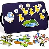 CHEFAN Felt-Board for Toddler, Flannel Board Stories for Preschool Activities, 4 Sets Felt Storytelling Board, Five Little Mo