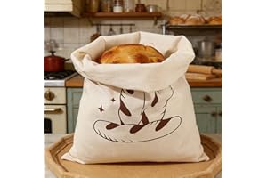 Reusable Bread Bag for Homemade Bread, Cotton Linen Drawstring with TPU Lining, Dustproof Storage Pouch for Bakery Picnic, Na