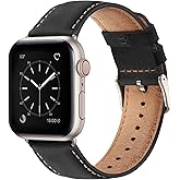 SUNFWR Leather Bands Compatible with Apple Watch Band 42mm(Series 3 2 1) 44mm 45mm 46mm 49mm for Men Women, Top Grain Genuine Leather Replacement Strap for iWatch Ultra 3 2 1, SE3 2 1, Series 11 10 9 8 7 6 5 4 3 2 1