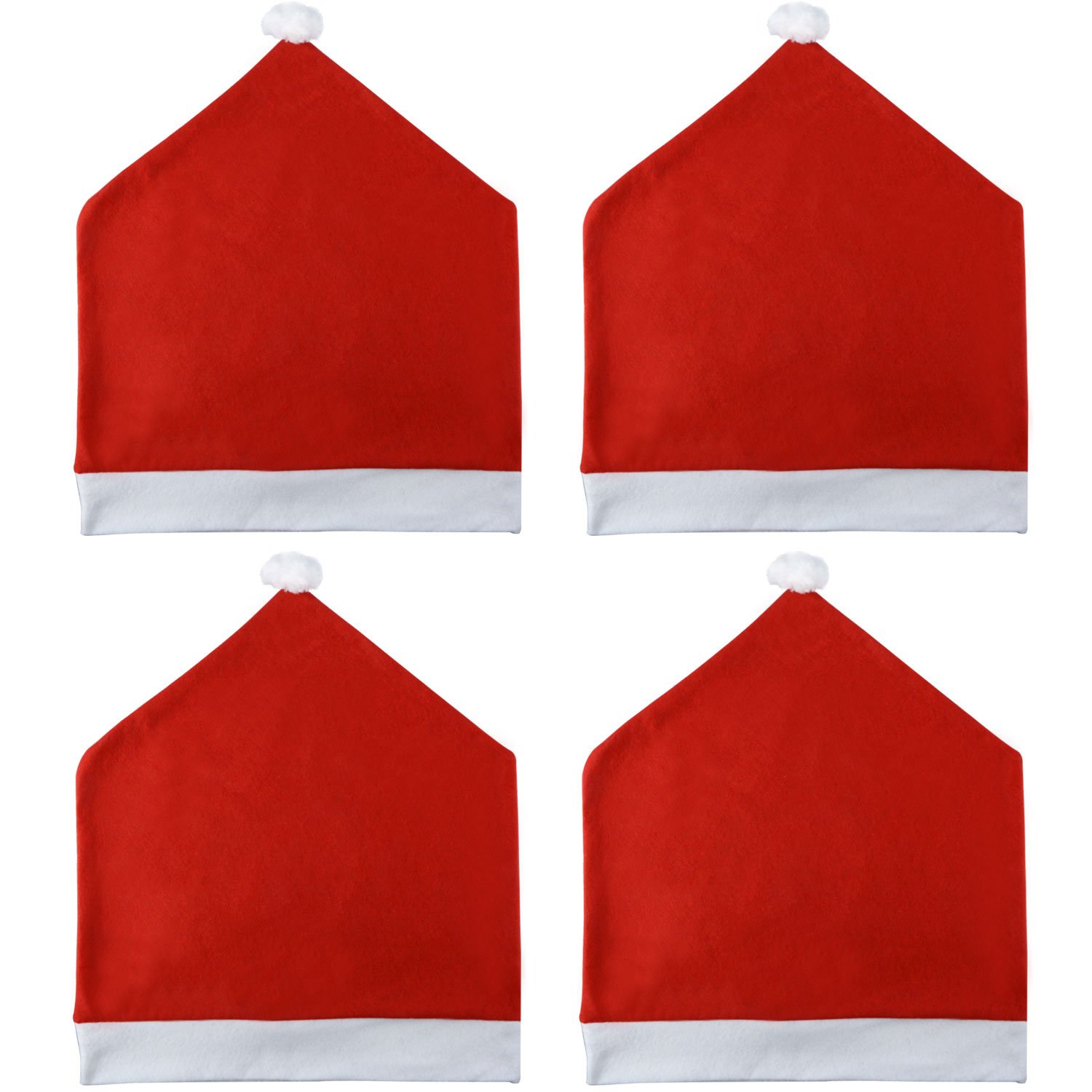 MUITIBOM 4 pcs Christmas Chair Back Red Christmas Dining Chair Back Cover Christmas Kitchen Chair Slip Covers Kitchen Dining Room Chairs Cover Santa Claus Hat Slipcovers Decoration