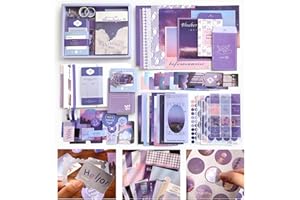 JOJIJOY Vintage Moonlight Aesthetic Scrapbook Kit, Scrapbooking Supplies Kit for Bullet Junk Journal, Stationery, A6 Grid Notebook, DIY Journalling Kit, Birthday Craft Gift for Teen Girl Kid Women