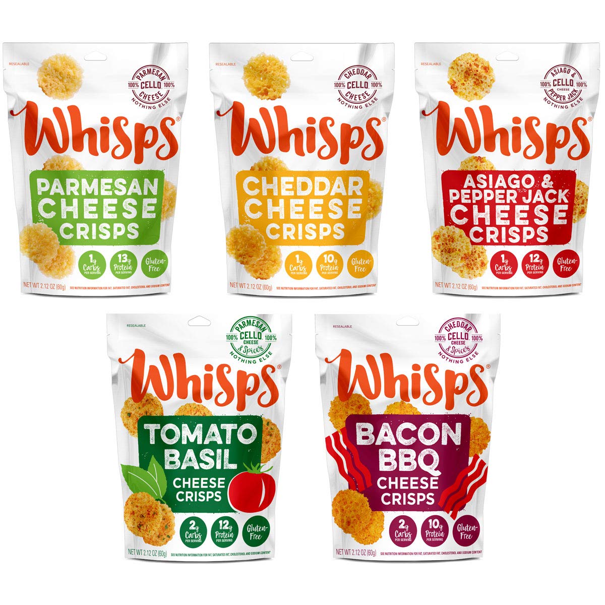 Whisps Cheese Crisps Var GlutenNo Sugar Low Carb, High Protein 2.12oz