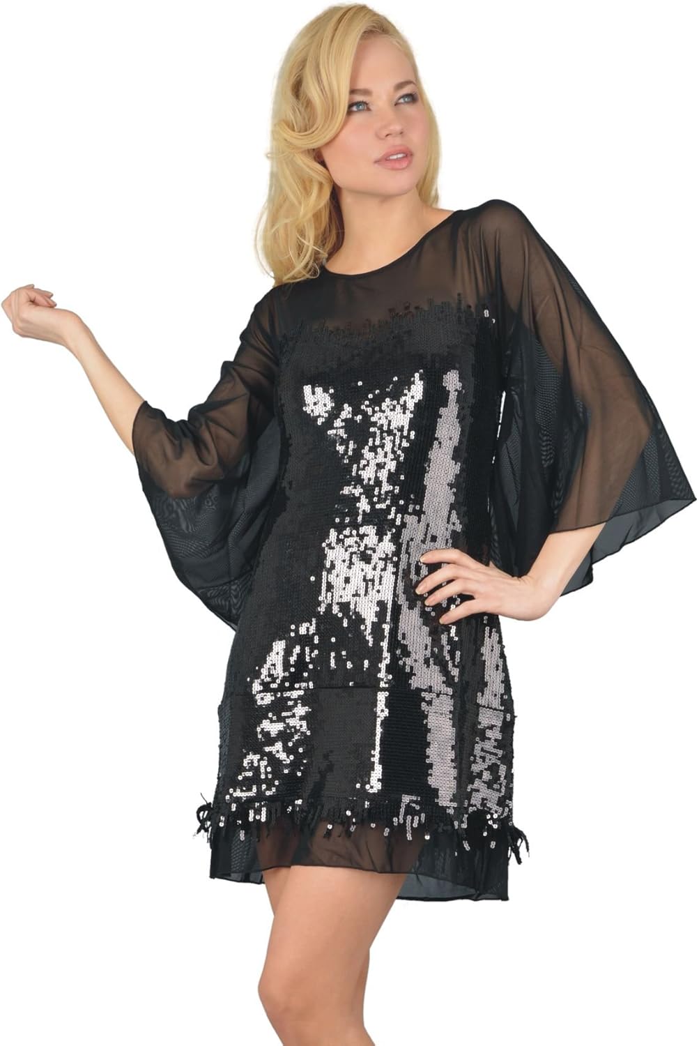 black sheer sequin dress