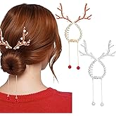 Christmas Hair Accessories, Hapdoo 2Pcs Christmas Reindeer Hair Claw Clips for Women Ponytail Bun Holder, Xmas Holiday Gifts Red Hair Decorative Styling Accessories for Stocking Stuffers, New Year