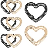 Heart Carabiner 8 Pcs Heart Keychain Clip, Carabiner Cute, Heart Shaped Climbing Buckle Suitable for Camping, Fishing, Hiking, Traveling (Black, Gold)