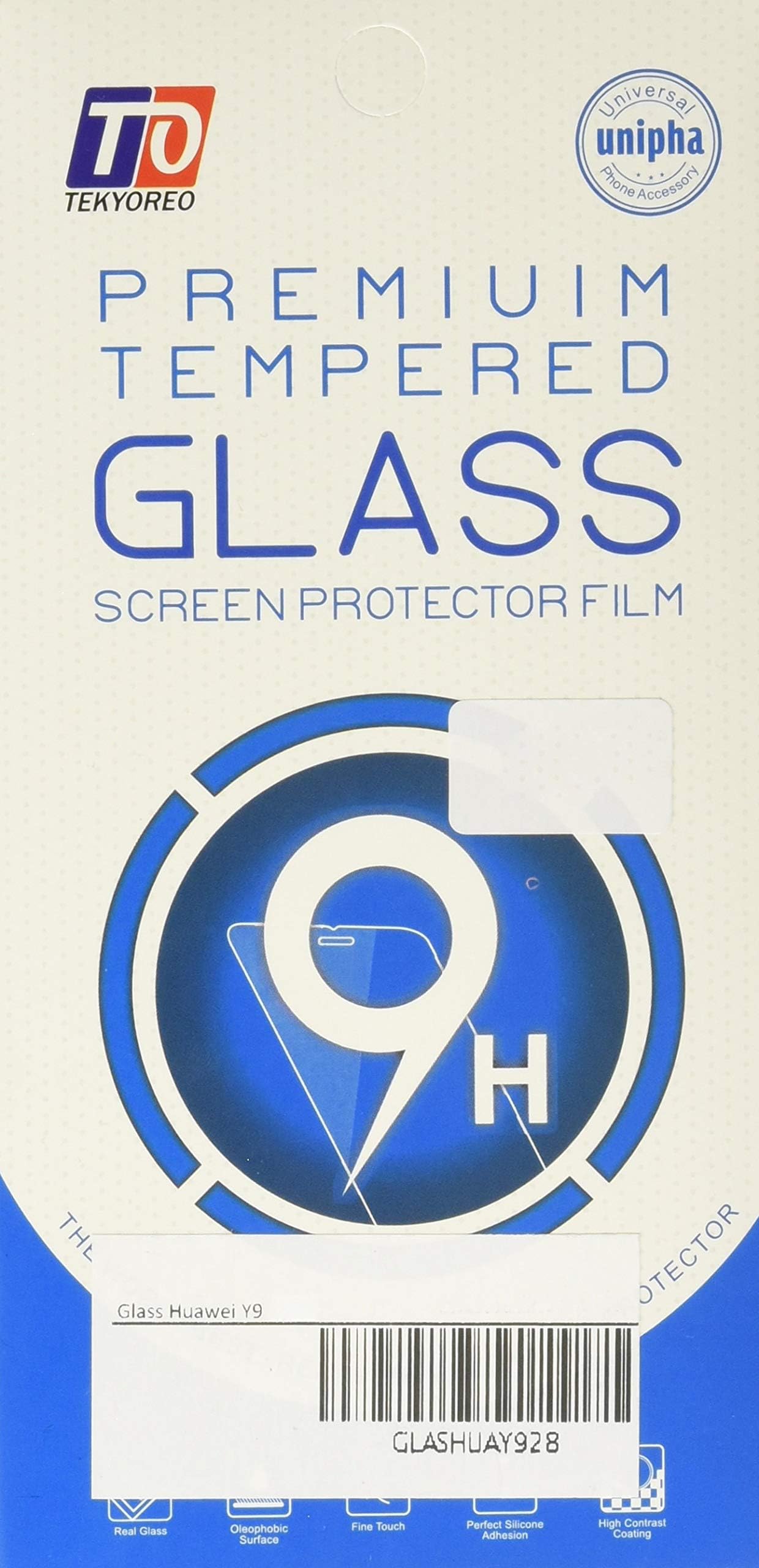 FoneExpert 2 Pack - Huawei Y9 2018 Tempered Glass, Tempered Glass Crystal Clear LCD Screen Protector Guard & Polishing Cloth For Huawei Y9 2018