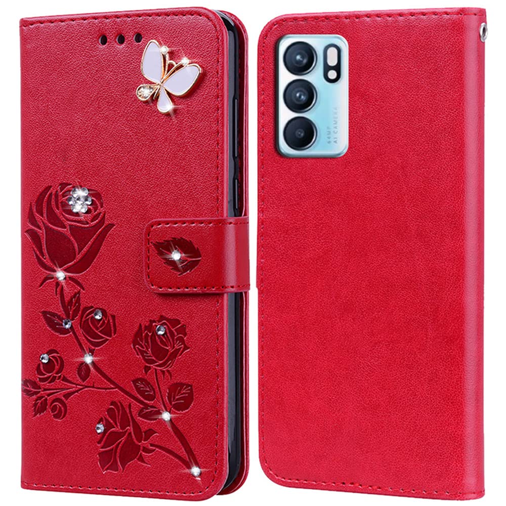 BIIULHCI Phone Case for OPPO Reno6 5G,Flip Wallet Kickstand Premium PU Leather Protective Mobile Phone Cover for OPPO Reno6 5G Holster With Card Holder