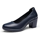 DREAM PAIRS Women's Chunky Closed Toe Low Block Heels Work Pumps Comfortable Round Toe Dress Wedding Shoes Nereida