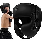 RDX Kids Boxing Headgear, MMA Training, Adjustable Padded Kara Muay Thai Juniors Head Gear, Kickboxing, Sparring, Martial Arts, Karate, Taekwondo Youth Girls Boys Helmet, Home Gym Workouts