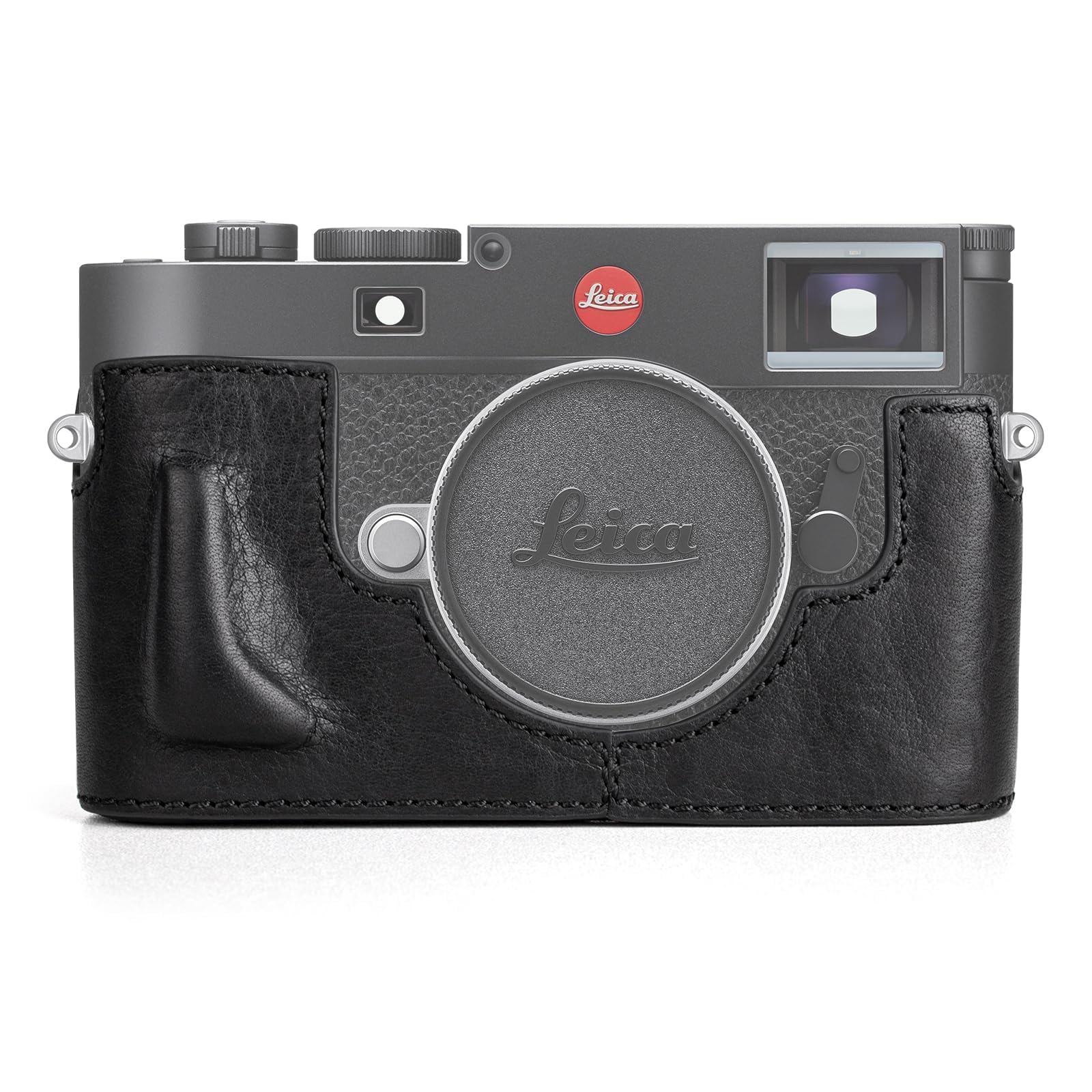 MUZIRI KINOKOO Case for Leica M11 M11-P M EV1, Premium Genuine Leather Protective Half Case for Leica M11/M11-P/M-EV1 Camera, with Hand Grip and Opening Bottom Design - Black