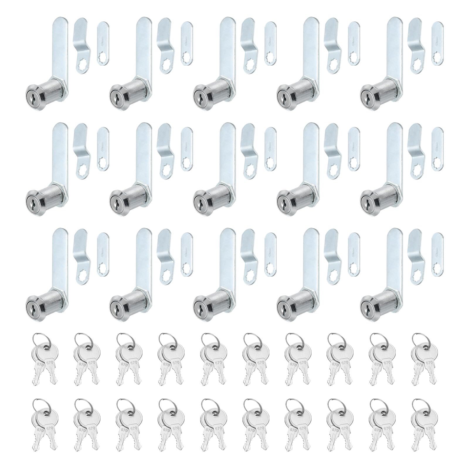 PATIKIL 1-3/8 Inch Cabinet Locks with Keys, 20 Pack Zinc Alloy Cam Lock Cylinder RV Lock Set Key Different for Cabinet RV Drawer Storage Door Tool Box, Silver