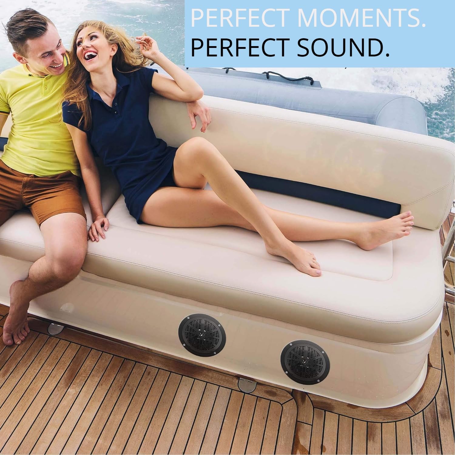 Pyle 4 Inch Dual Marine Speakers - Waterproof and Weather Resistant Outdoor Audio Stereo Sound System with Polypropylene Cone, Cloth Surround and Low Profile Design - 1 Pair - PLMR41B (Black)