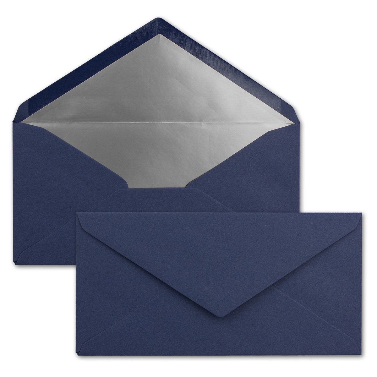 Long Envelopes size DIN Long, gummed, wet seal, Gold / Silver metallic lining 100 Umschläge Night Blue Silver
