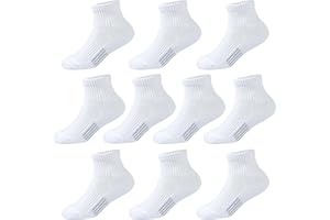 Kids Ankle Socks Boys Cushioned Athletic Crew Socks Girls Cotton Quarter Socks Children Youth Women 10 Pairs