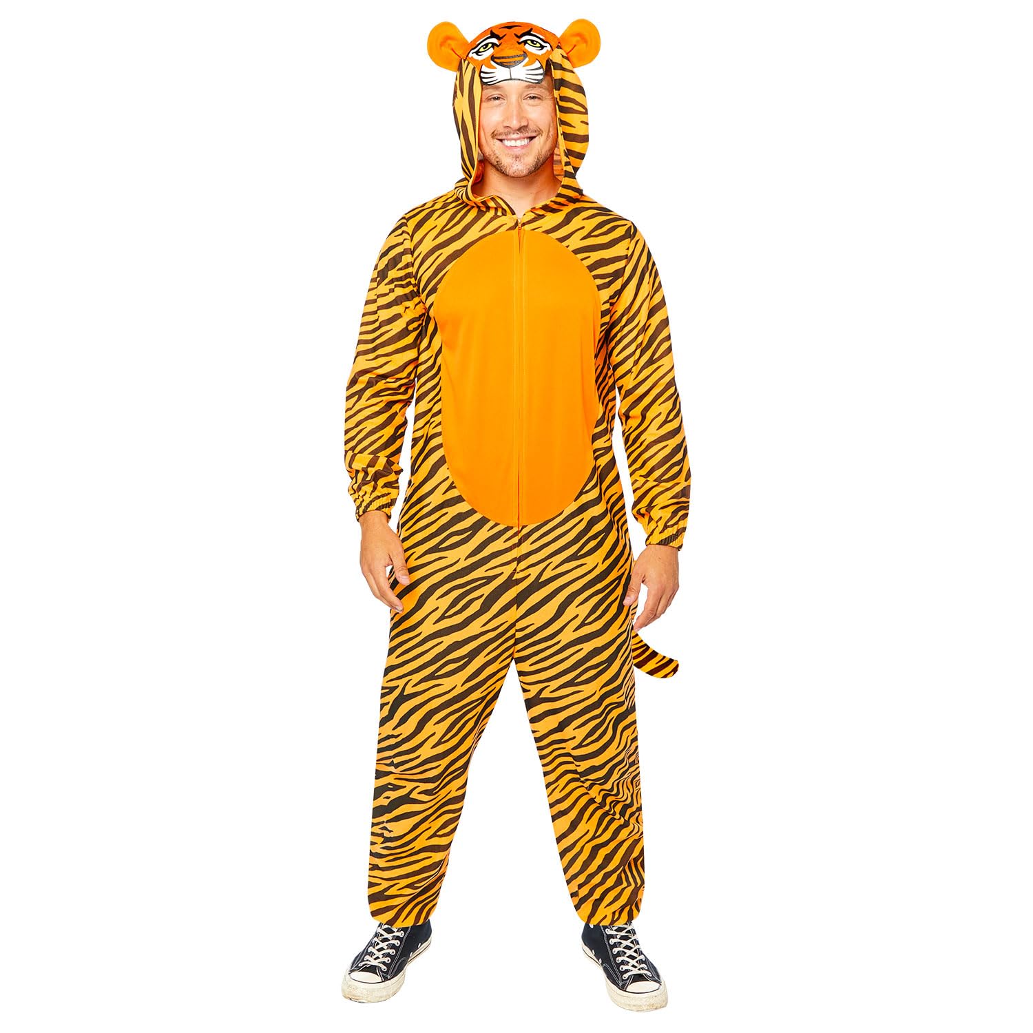 amscan 9908778 - Adults Hooded Tiger Onesie World Book Day Fancy Dress Costume Size: Standard