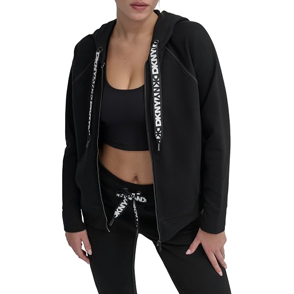 DKNY スポーツウェア セット S 新品タグ付き DKNY Women's Hoodie Mini Stud, Black, X-Small at Amazon Women's
