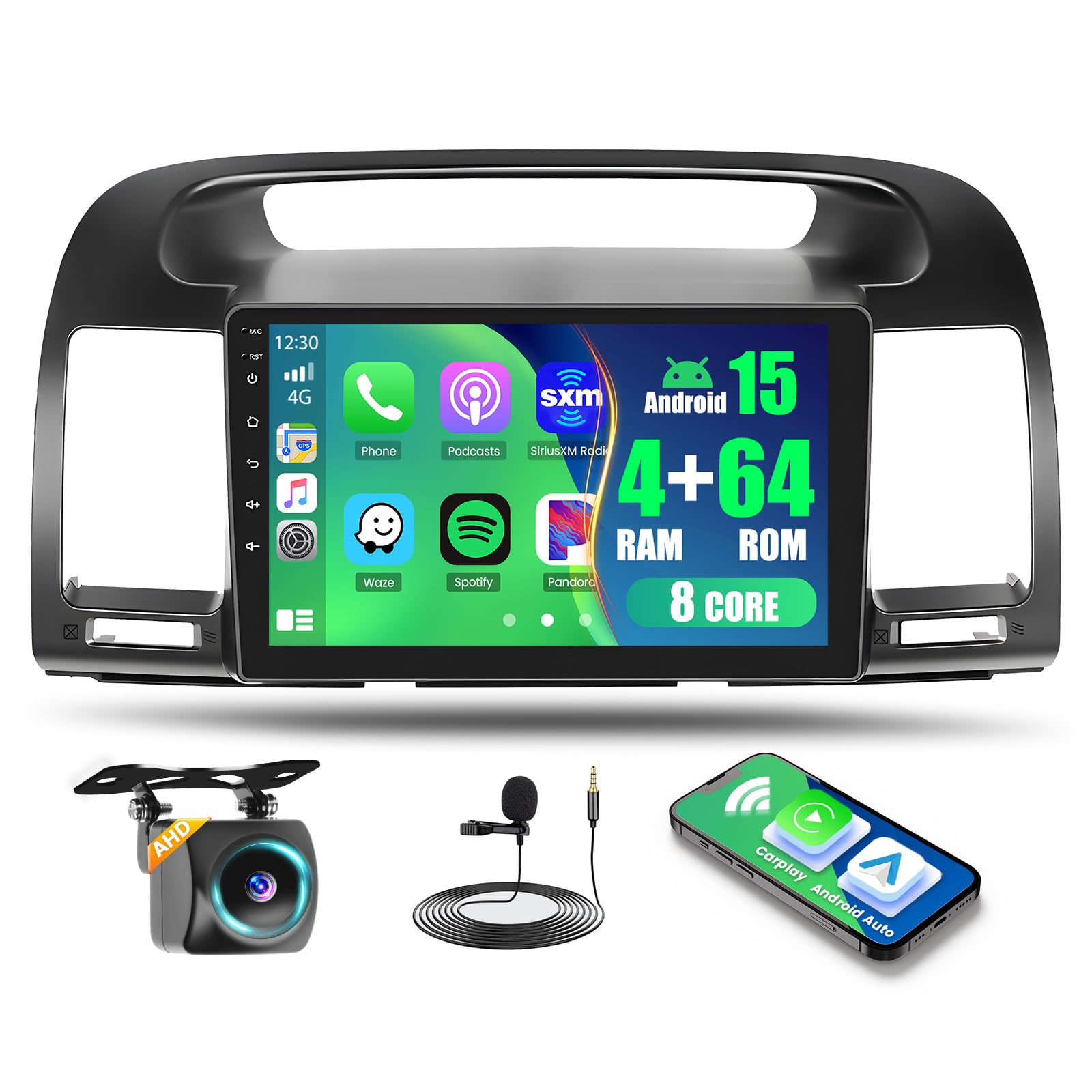 Photo 1 of [8-Core 4+64G] Android 15 Car Stereo for 2000-2006 Toyota Camry, Hikity 9'' Touchscreen Camry Radio Wireless Carplay Android Auto Mirror Link Bluetooth 5G WiFi FM/RDS/32EQ/DSP SWC Backup Cam 59UI