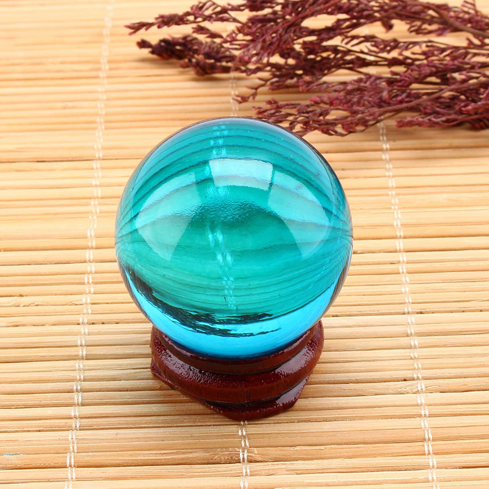 Akozon Royal Blue Quartz Crystal Ball Sphere 40mm with Stand - Decorative K9 Healing Sphere for Home and Office Décor, for Collectors