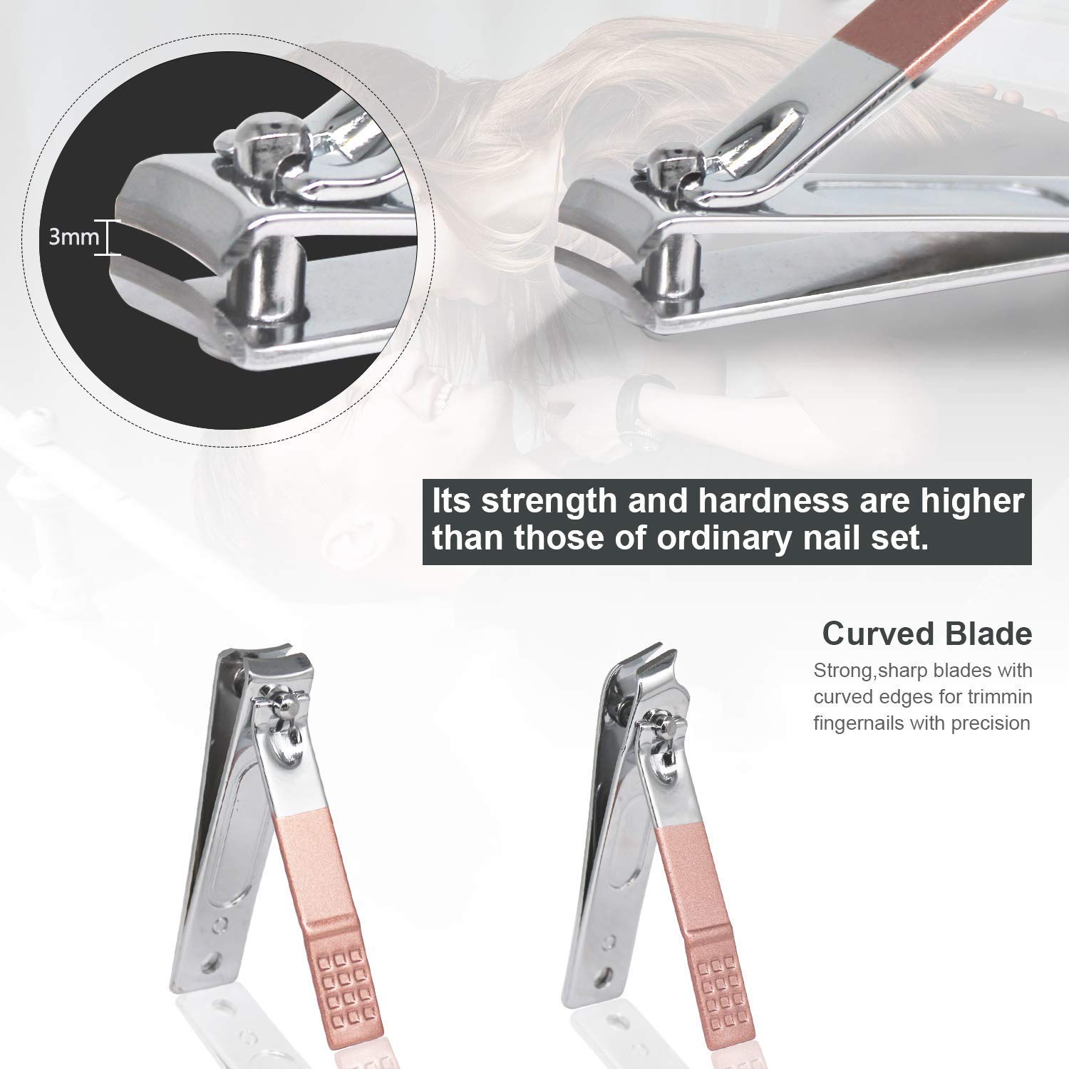 Manicure Set, Pedicure Kit, Nail Clippers Set, ANUNU 18 in 1 Professional Manicure Pedicure Kit Stainless Steel Nail Kit with Travel Case for Men and Women, Rose Gold : Beauty
