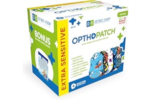 OPTHOPATCH Kids Eye Patches - Fun Boys Design - 30 + 10 Bonus Latex Free Hypoallergenic Cotton Extra Sensitive Adhesive Bandages for Amblyopia & Cross Eye-3 Reward Chart Posters by Defined Vision