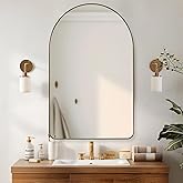 ANDY STAR Arched Mirror, 22" x 35" Gold Bathroom Mirror in Stainless Steel Metal Frame, Arch Top Rounded Corner 1" Deep Set D