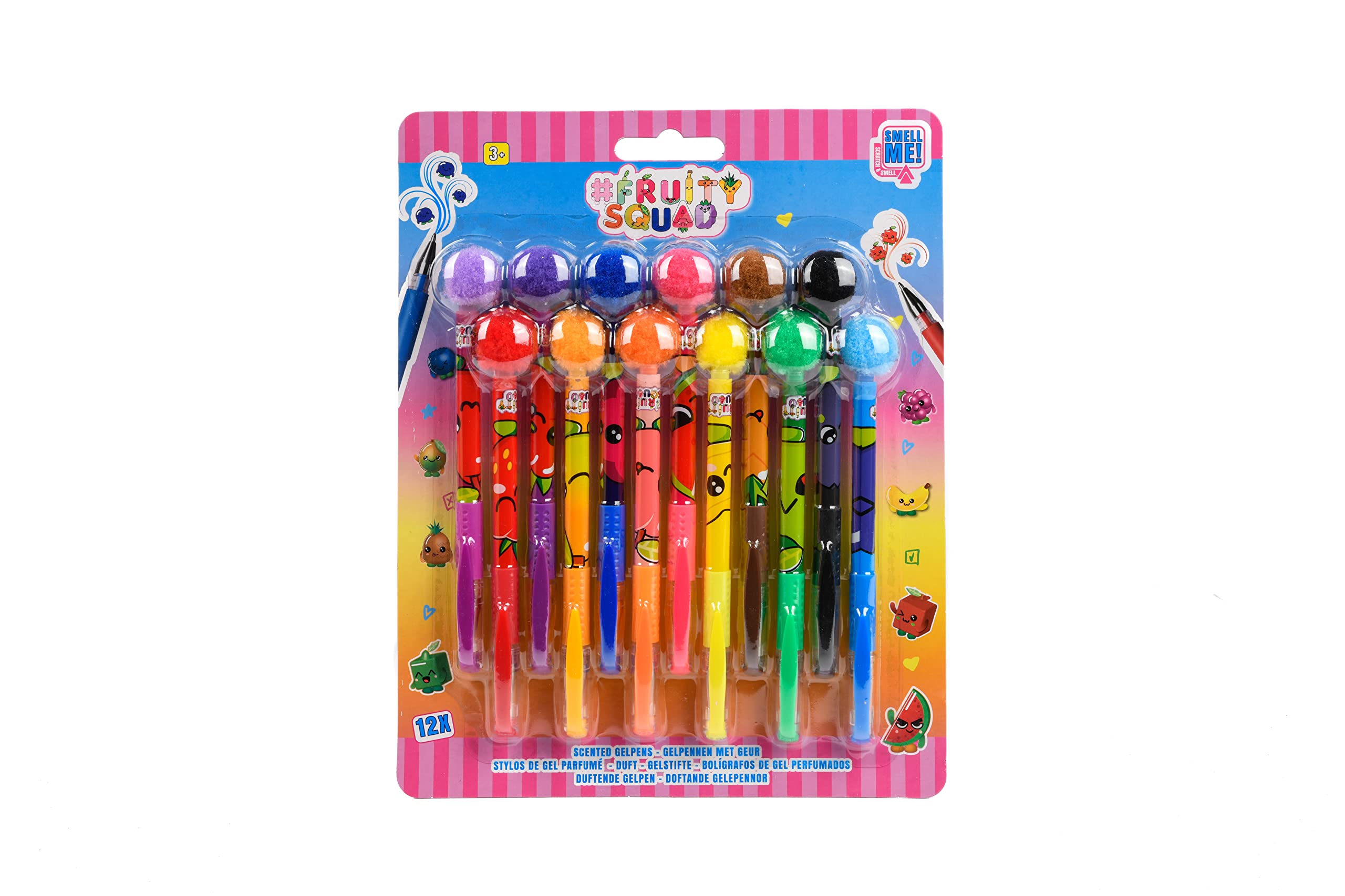 FRUITY SQUAD - Set of 12 Scented Gel Pens for Children, Assorted Colours FS60384 Multi-Coloured